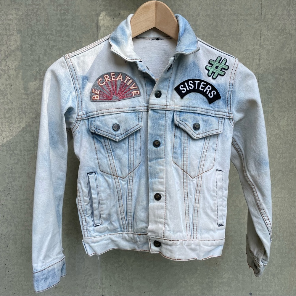 Vintage worn-in denim jacket with patches (kids)